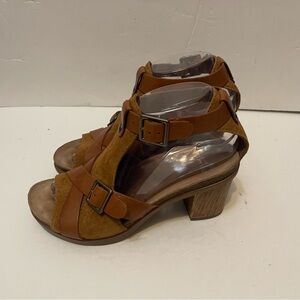Dansko Tan Leather Suede Buckle Sandals